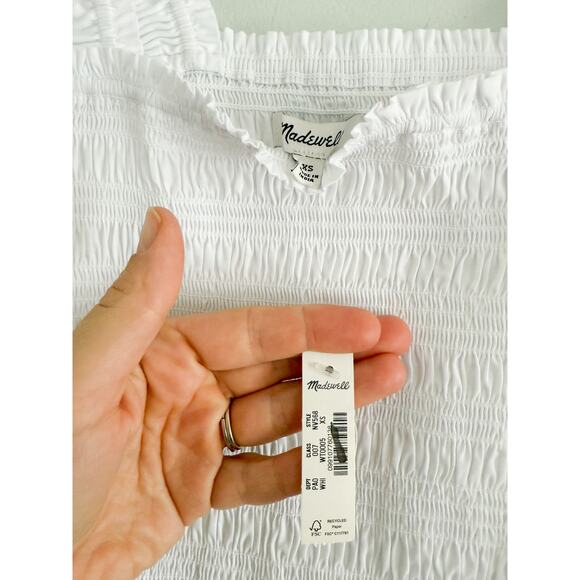 Madewell | NWT Poplin Smocked Tank in White | Sz XS - Picture 6 of 10
